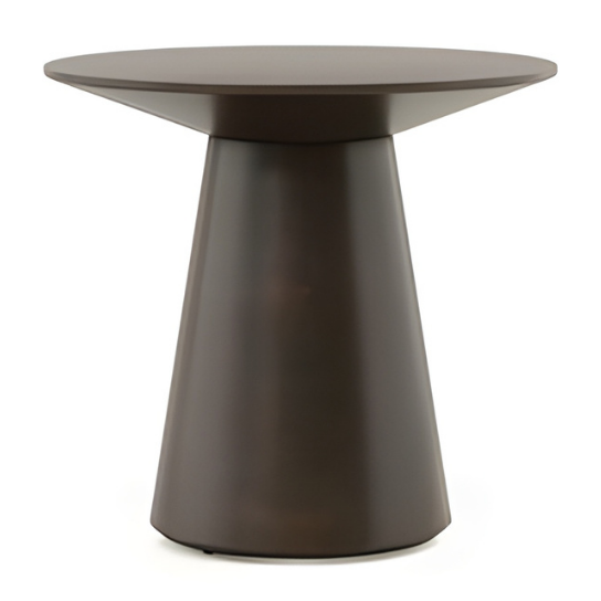 Rustic Mango Round Shape Lonng Side Table In Walnut Finish