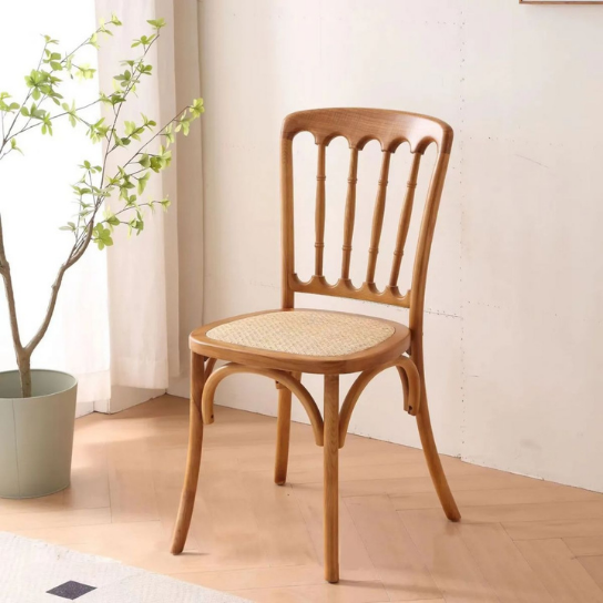 Rustic Mango Solid Wooden Single Dining Chair In Natural Honey Finish