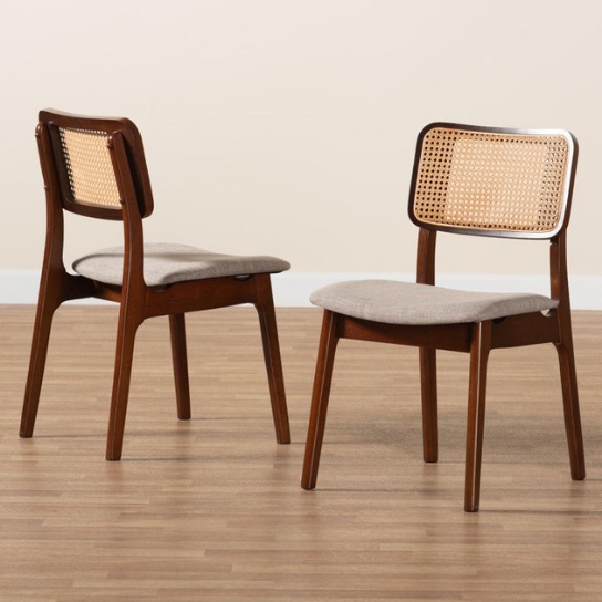 Rustic Mango Set of Two Solid Wooden Chair with Cane In Honey Finish